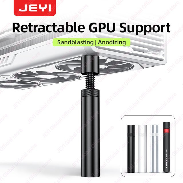 JEYI GPU-Anti-Sag-Halterung zur Unterstützung deiner Grafikkarte für Desktop-PCs, universelle Gehäusemontage, Schwarz/Weiß/Silber - Bild 1