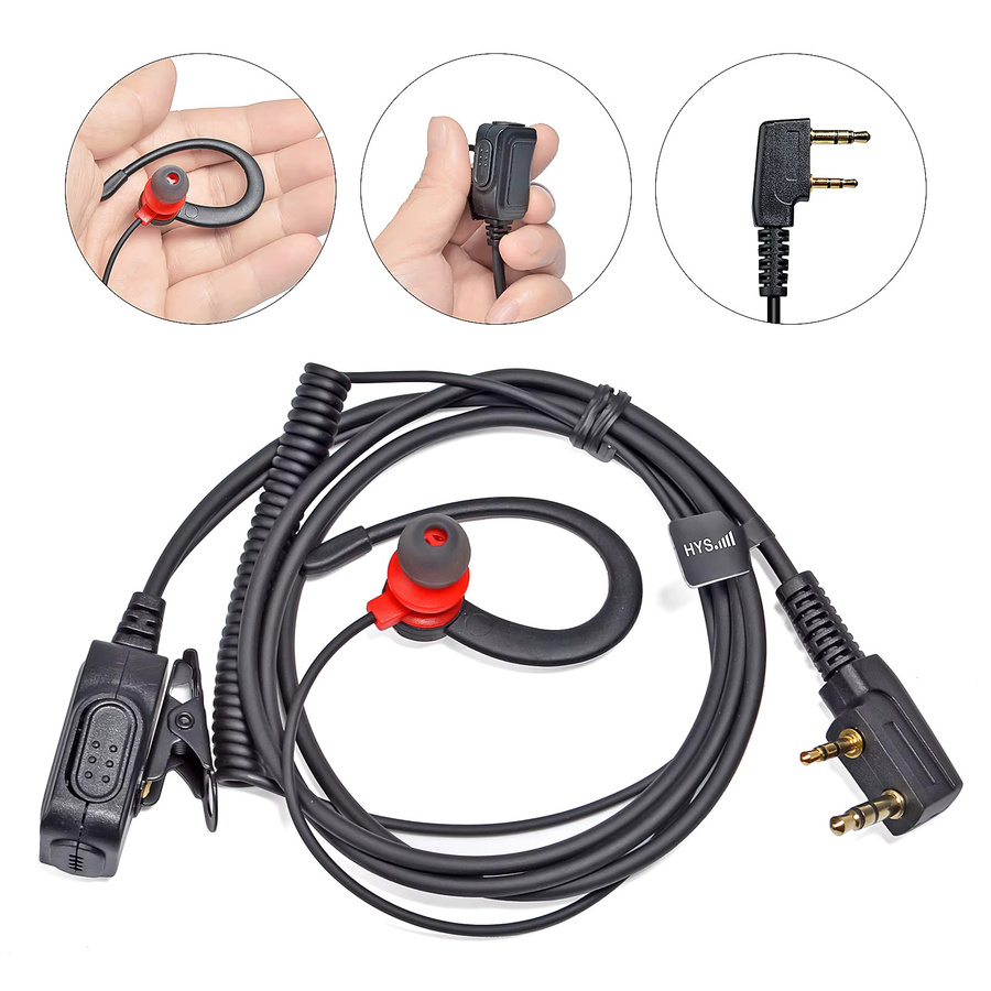 HYS Walkie Talkie Headset mit PTT-Mikrofon und weichem In-Ear-Ohrhörer in Schwarz für BaoFeng UV-5R BF-888s Kenwood Retevis - Bild 3