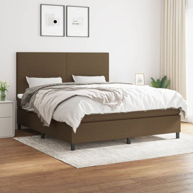 Vidaxl Boxspringbett mit Matratze in Braun und Weiß aus Stoff, B/T/H: 180 x 200 x 128 cm - Bild 1