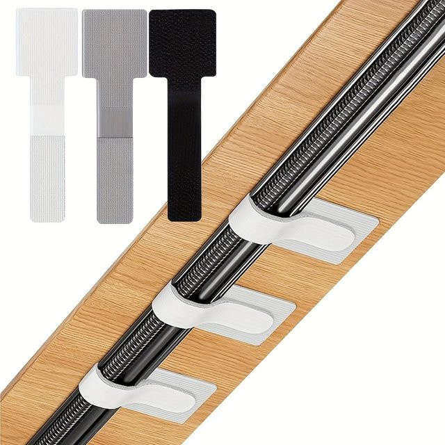 30er Set selbstklebende Hochleistungs-Kabelbinder aus Kunststoff in Schwarz, Grau und Weiß für dein Kabelmanagement am Schreibtisch - Bild 1