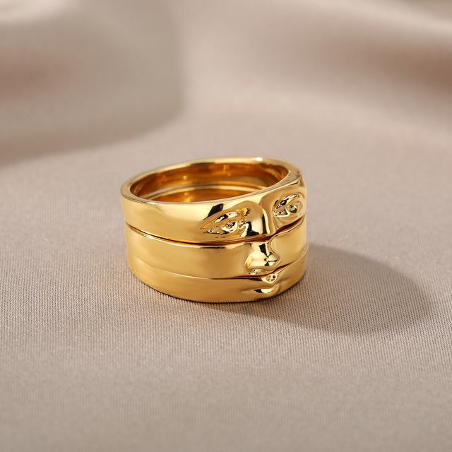ICFTZWE Ringe, Edelstahl, Gold, Damen - Bild 1