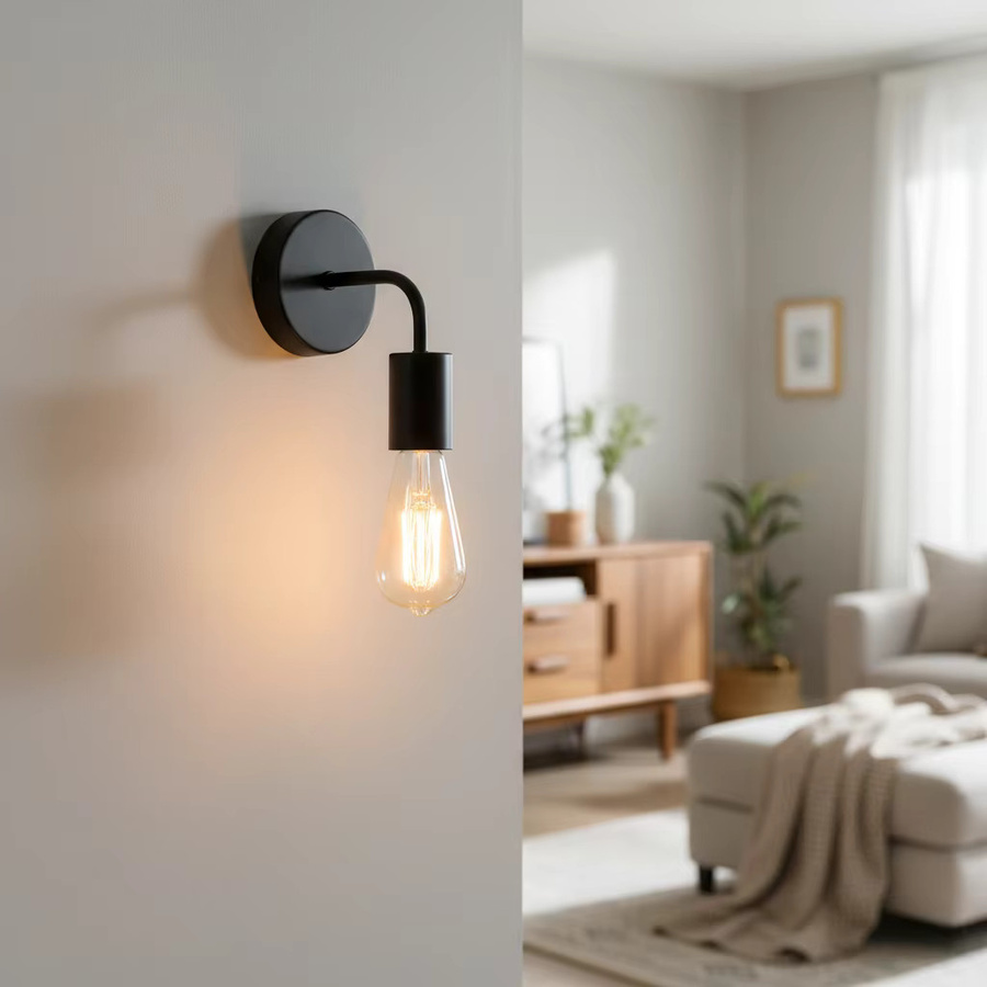 OSABO Wandleuchte aus Metall in Schwarz mit E27 Fassung für modernes Design im Schlafzimmer, Wohnzimmer oder Badezimmer - Bild 2