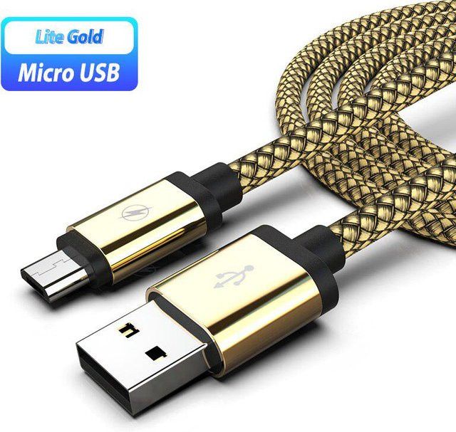 Micro-USB-Ladekabel für Android-Smartphones in Gold, kompatibel mit Samsung, Huawei, OPPO, OnePlus und Xiaomi - Bild 1