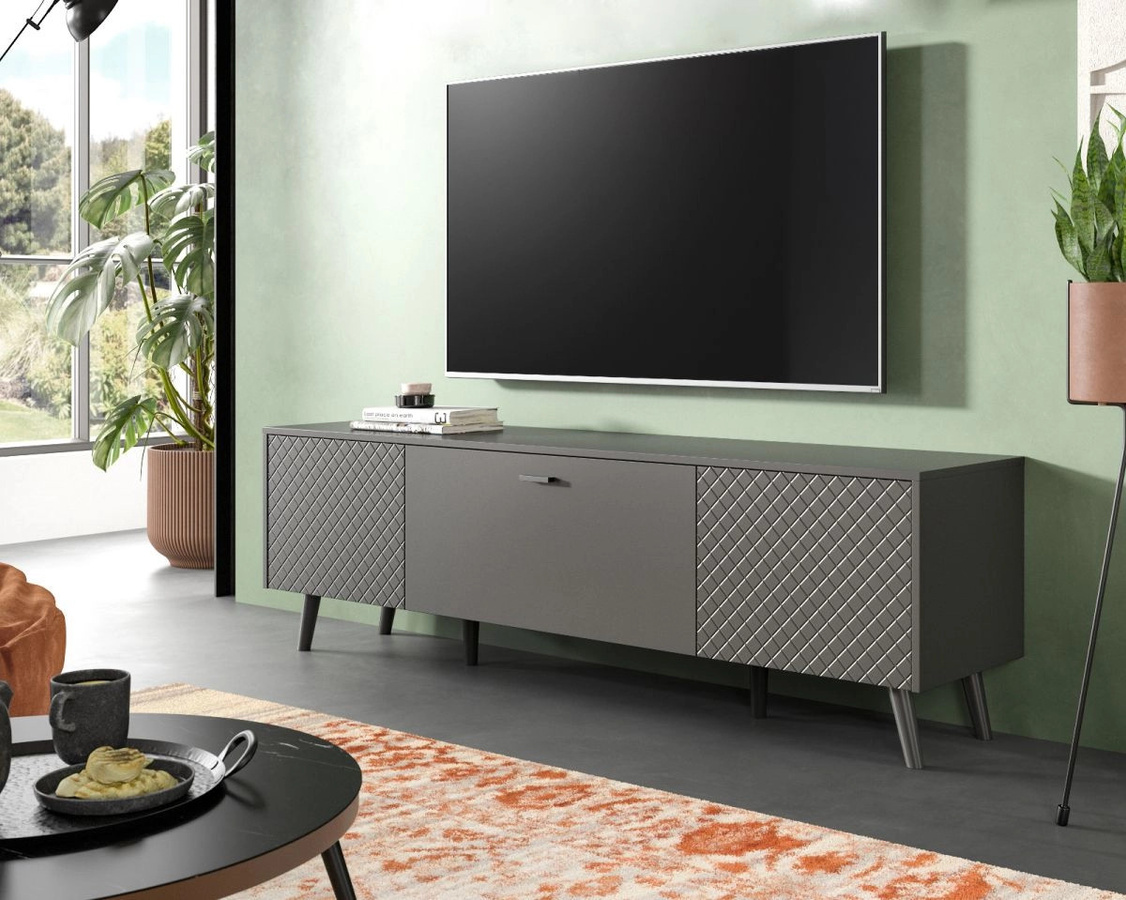 Inn.Furn TV-Lowboard Madea in Grau Matt mit Soft-Close-Schubladen, B/T/H: 185 x 55 x 40 cm - Bild 4
