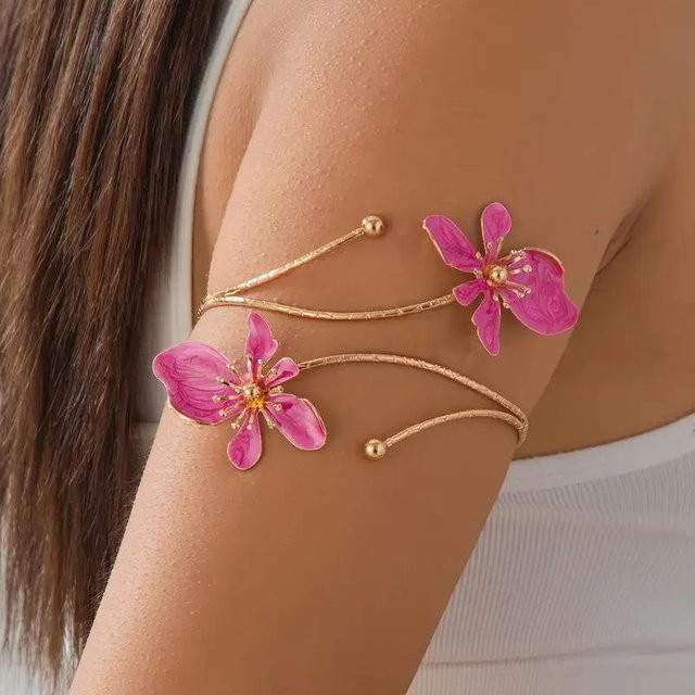 YULIN Manschetten-Armband, Blume, Emaille-Glasur, Roségold, Damen - Bild 1