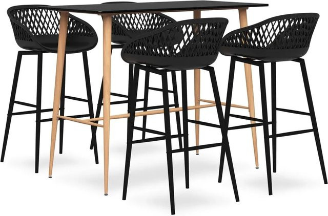 vidaXL 5-tlg. Bar-Set Modell 15 in Schwarz mit Tisch und Stühlen für den Garten - Bild 1