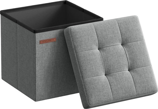 Songmics Sitzhocker Minota Cube mit Stauraum in Hellgrau, B/T/H: 30 x 30 x 30 cm - Bild 1