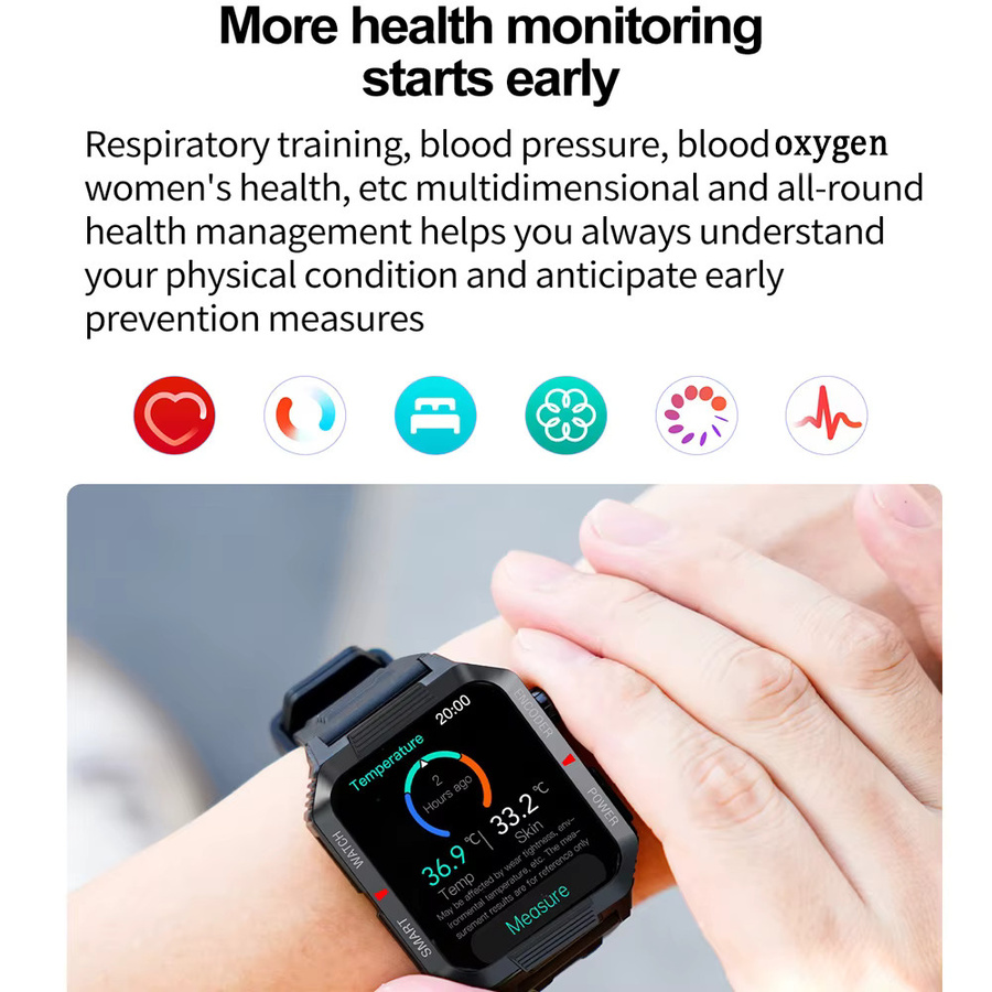 ChiBear EGC + PPG GPS Sport Fitness Tracker Smartwatch für Männer mit 1,99 Zoll HD Bildschirm, Herzfrequenzmessung und Bluetooth Anruffunktion in Schwarz oder Grün - Bild 4