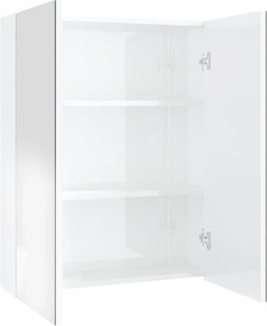 vidaXL Bad-Spiegelschrank in Weiß glänzend aus MDF mit Glastüren, B/T/H: 60 x 15 x 75 cm - Bild 1