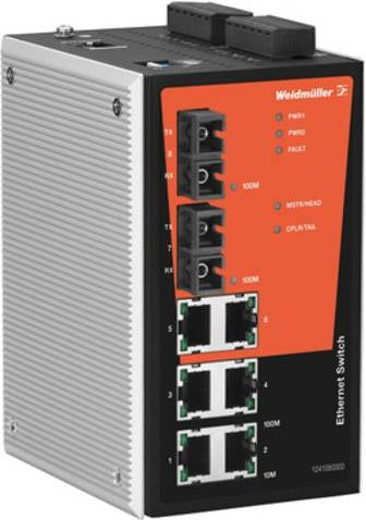 Weidmüller Industrial Ethernet Switch IE-SW-PL08MT-6TX-2ST, 100 Mbit/s, Grau - Bild 1
