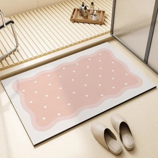 VIKAMA Schlafzimmerteppich mit gesprenkelten Wellen, rutschfeste und schnell trocknende Badezimmermatte für Eingangsbereich und Heimdekoration, B/T: 60 x 40 cm - Bild 1