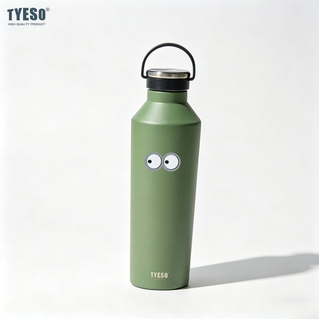 Tyeso Vakuum-Isolierflasche mit Tragegriff und Aufklebern, Grau, 900 ml - Bild 1