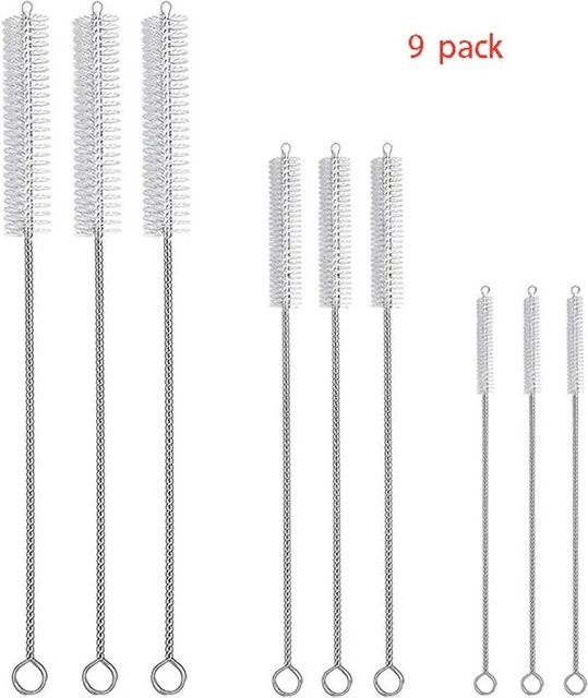 9-teiliges Trinkhalm-Reinigungsbürsten-Set mit extra langen Pfeifenreinigern für Gläser, Strohbecher, Flaschen und Tuben - Bild 1
