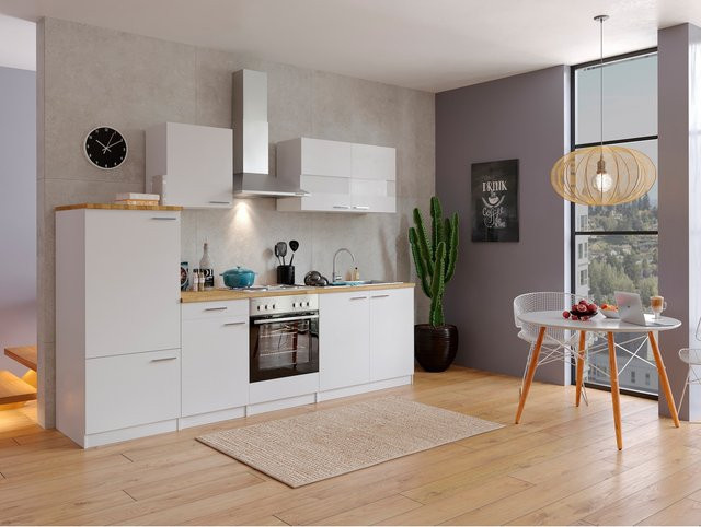 Respekta Küchenzeile KB270WW in Weiß mit Soft-Close-Türen und Schubladen, Breite: 270 cm - Bild 1