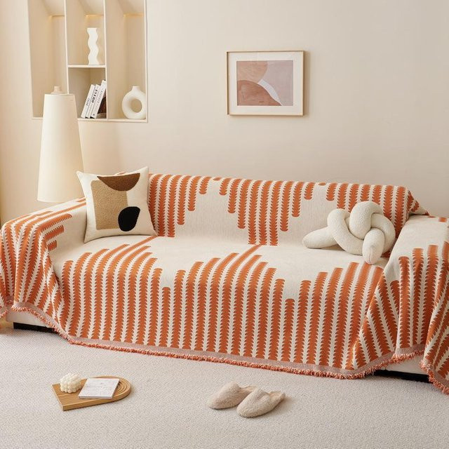 Binchi Outdoor Equipment Chenille Sofaüberwurf Modern Einfarbig Orange B/H: 180 x 130 cm - Bild 1