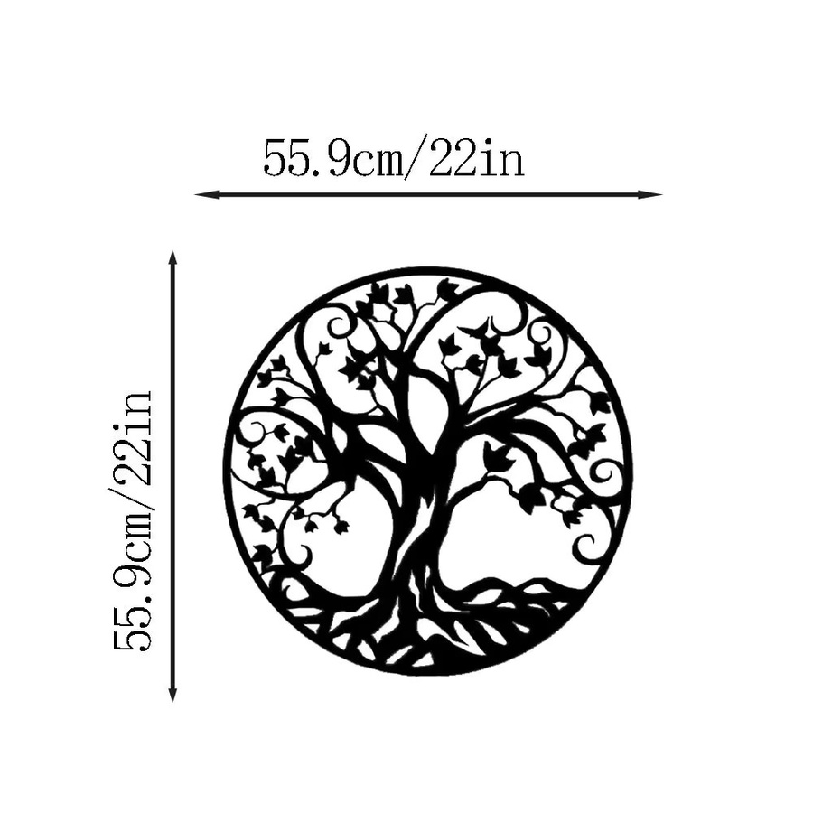 CIFBUY 3D-Stammbaum Wandkunst aus Metall in Schwarz mit floralem Baum des Lebens Design - Bild 2
