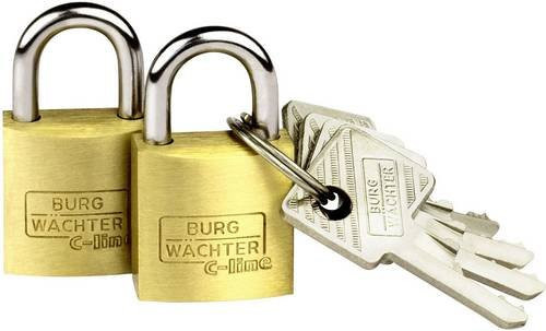 Burg Wächter Vorhängeschloss Duo 222 20 SB Set, 2er Set, Messing, Goldfarben, gleichschließend - Bild 1
