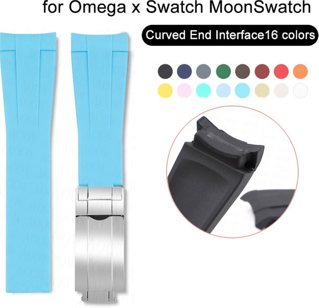 strapfreak Uhrenarmband, gebogenes Gummi, 20 mm, Faltschließe, Herren und Damen - Bild 1