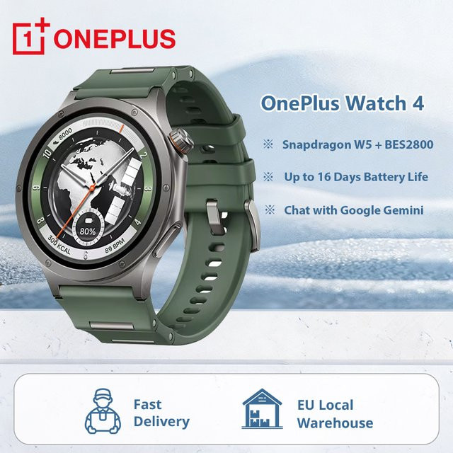 OnePlus Watch 4 Smartwatch in Schwarz mit 1,5 Zoll AMOLED-Display, Snapdragon W5+BES2800, GPS und NFC - Bild 1
