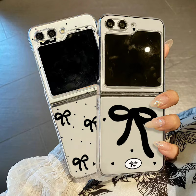 Transparente Folding Clear Case mit Schleifenmuster für Samsung Galaxy Z Flip 6 5G und Z Flip 5, harte PC-Schutzhülle in Transparent - Bild 2