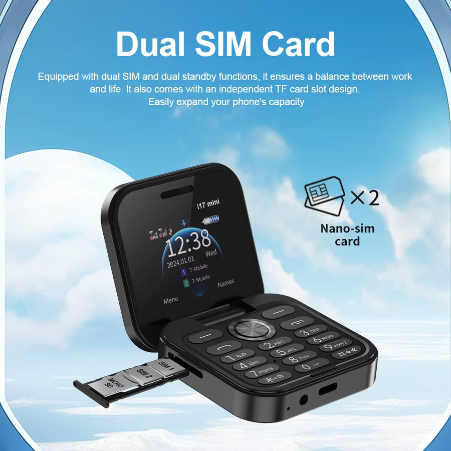 SERVO I17 Mini Dual-SIM Klapphandy in Schwarz mit 2G-Netzwerk, Videoplayer, Taschenlampe und FM-Radio - Bild 2