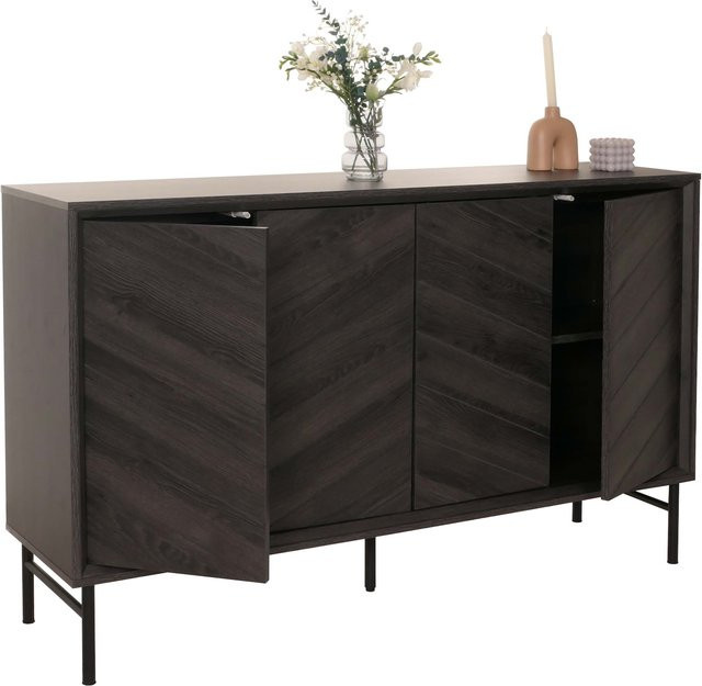 MCW Sideboard M50 aus Massiv-Holz Mango in Anthrazit, H x B x T: 94 x 151 x 40 cm - Bild 1