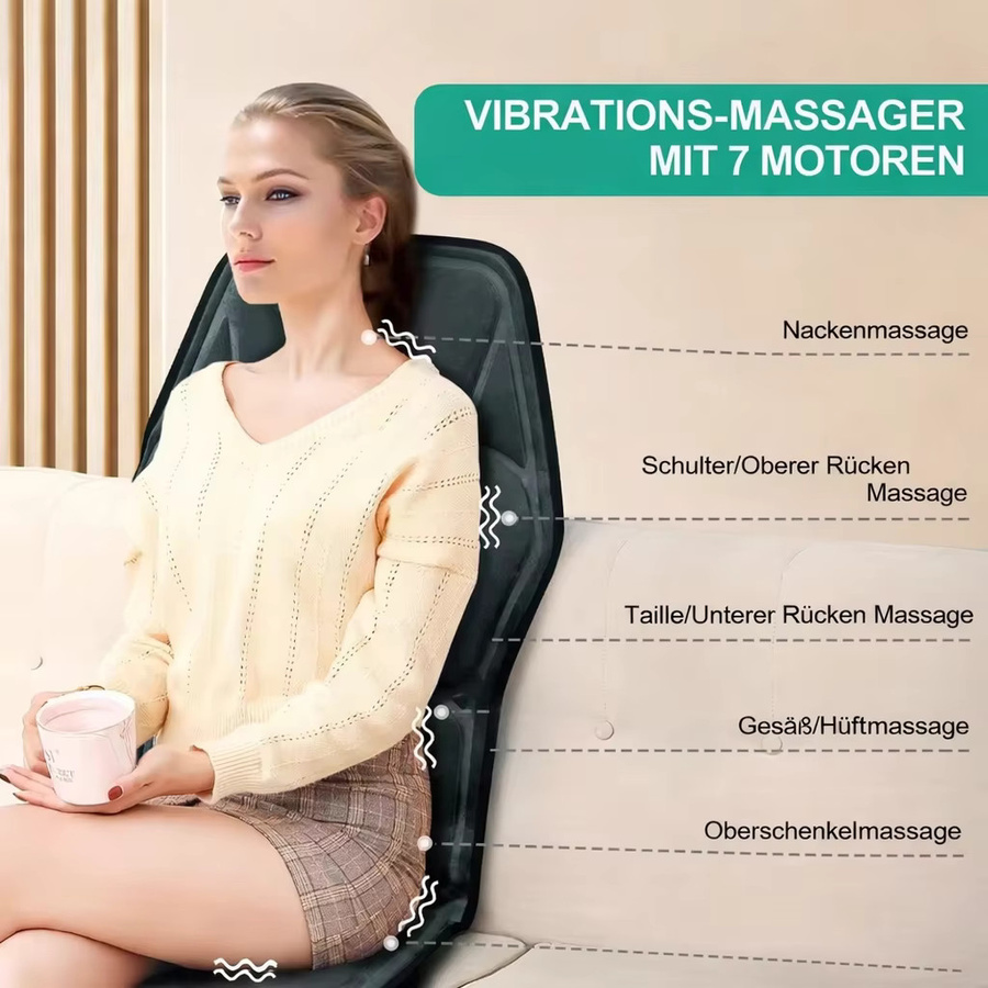 HIMOUTA Massage-Sitzkissen mit Heizfunktion und Ganzkörper-Vibration in Schwarz - Bild 3