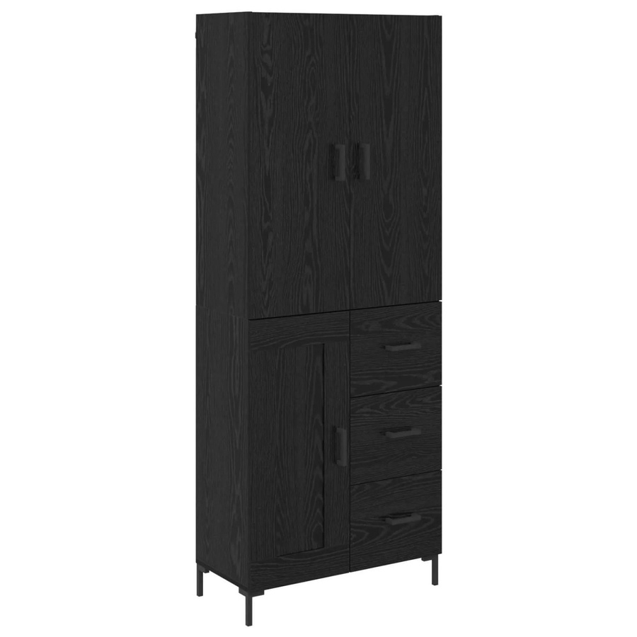 vidaXL Highboard in Schwarz und Eichen-Optik mit Schranktüren und Regalfächern, B/T/H: 69,5 x 34 x 180 cm - Bild 2