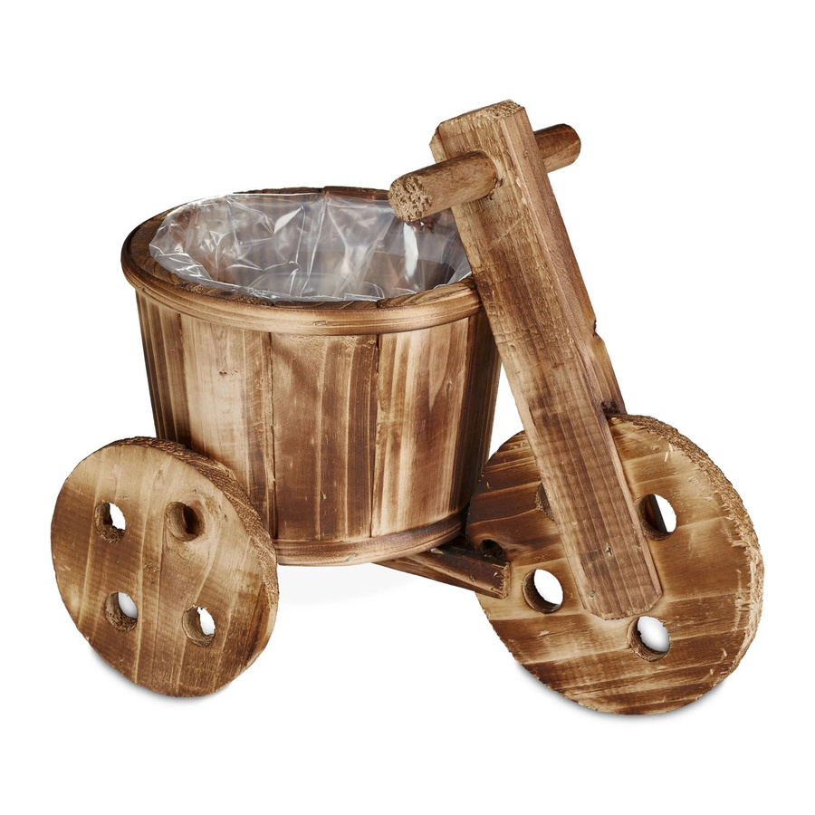 Relaxdays Blumenfahrrad Pflanzkorb aus Holz in Natur, B/T/H: 25 x 30 x 16,5 cm - Bild 2
