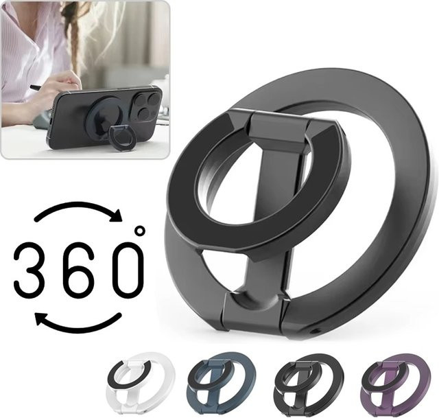 KAFNHCKA Magnetischer Telefonringhalter in Weiß, Doppelseitiger Handy-Ständer und faltbarer Halter für Apple MagSafe, kompatibel mit iPhone 17, 16, 15 - Bild 1