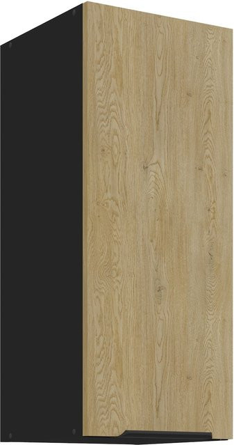 Küchen Hängeschrank CREMONA in Eiche Schwarz mit Einlegböden, Breite: 30 cm - Bild 1