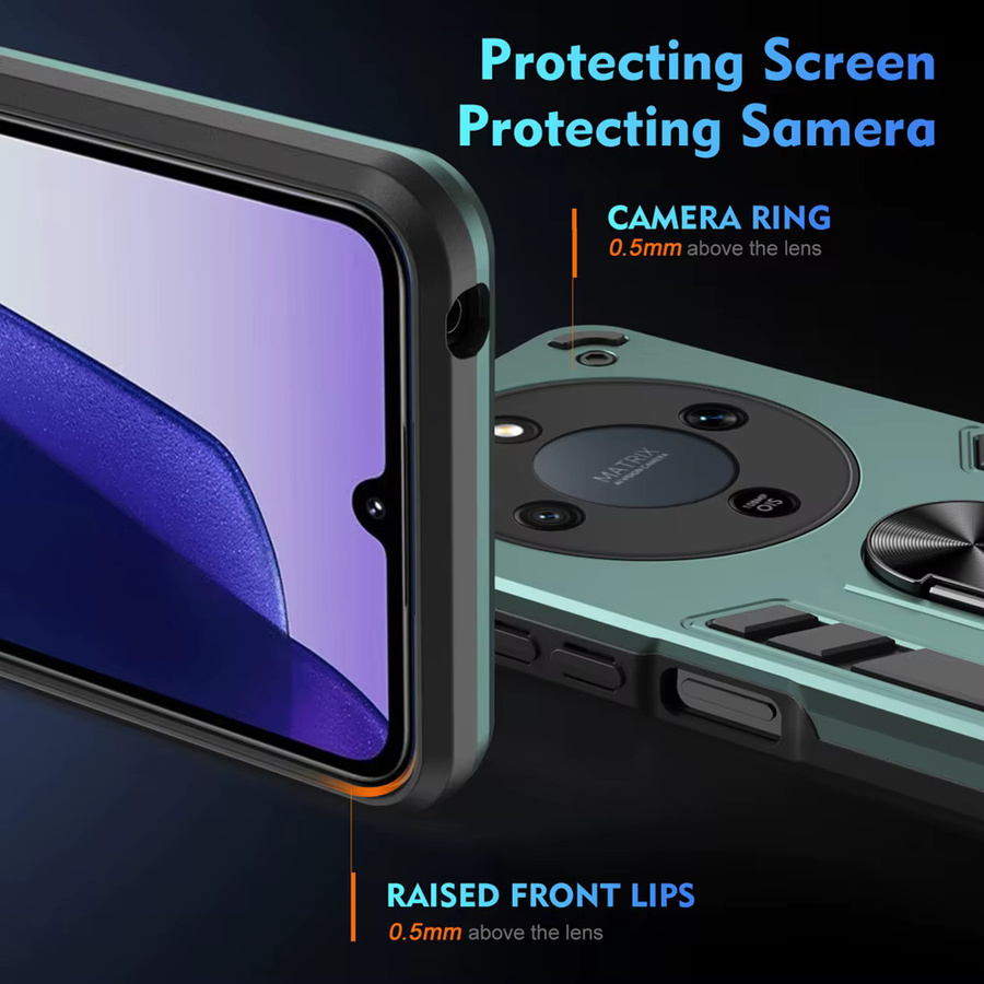 Stoßfeste Schutzhülle für Honor Magic 8 Lite 5G mit Kameralinsen-Schutz und magnetischem Halter-Ring in Blau oder Grün - Bild 1