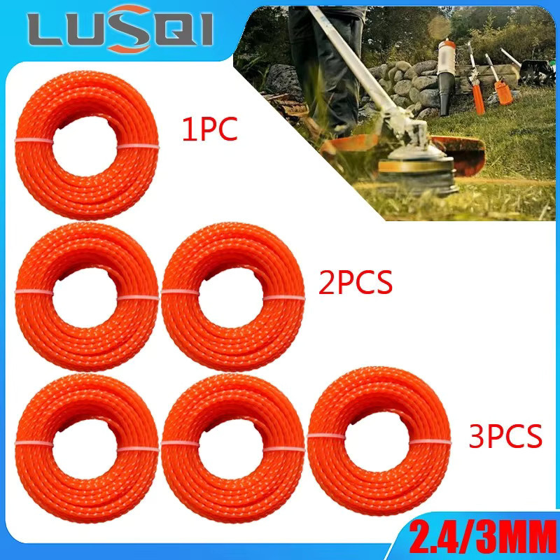 LUSQI Nylon-Trimmerfaden für Rasenmäher, hochfestes Spiral-Freischneiderseil zur Unkrautentfernung in Orange, 2,4/3 mm - Bild 2
