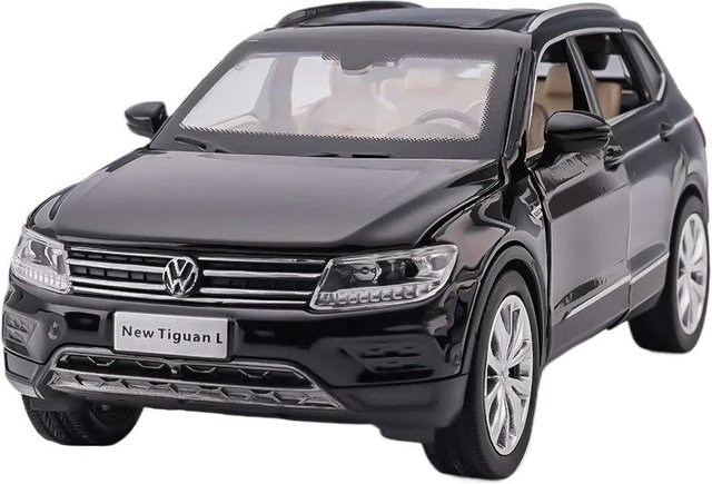 Fourall- Model Cars Volkswagen Tiguan L SUV, Spielzeugauto Modell, 1:32, Schwarz, mit Licht und Sound - Bild 1