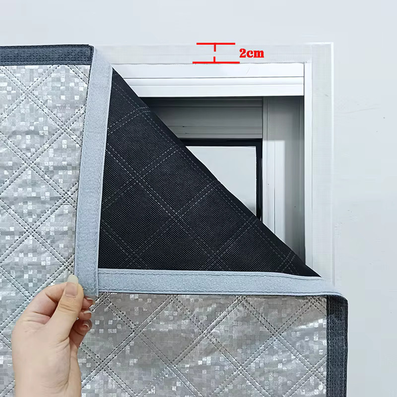 zxqwan Thermische Baumwollvorhänge für Winter, Wind- und Kältebeständige Vorhänge mit Doppelreißverschluss und selbstklebender Befestigung, blickdicht, Breite: 160 cm, Höhe: 160 cm - Bild 2
