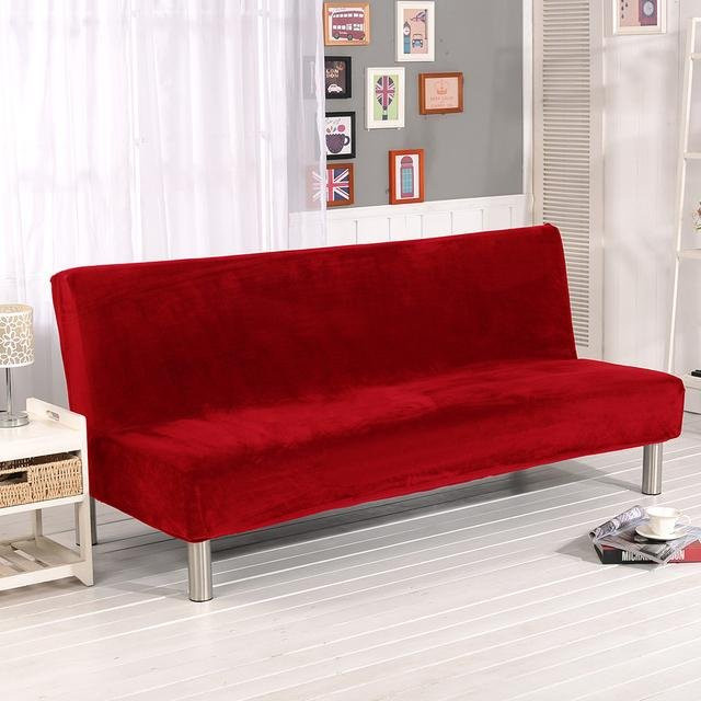 Leorate Samt-Plüsch-Sofa-Bettbezug ohne Armlehnen in Rot mit geometrischem Design, elastischer Stretch-Bezug aus Polyester für Wohnzimmer und Hotel, Breite: 150 cm bis 185 cm - Bild 1