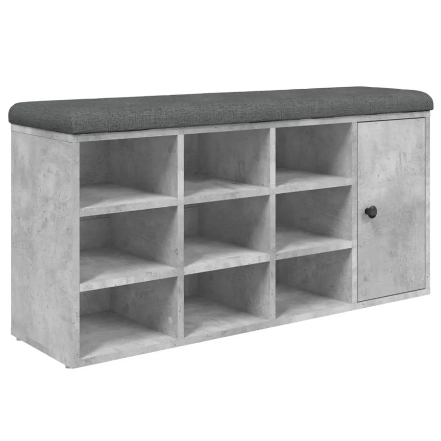 vidaXL Schuhbank aus Holzwerkstoff in Betongrau, B/T/H: 102 x 32 x 50 cm - Bild 2