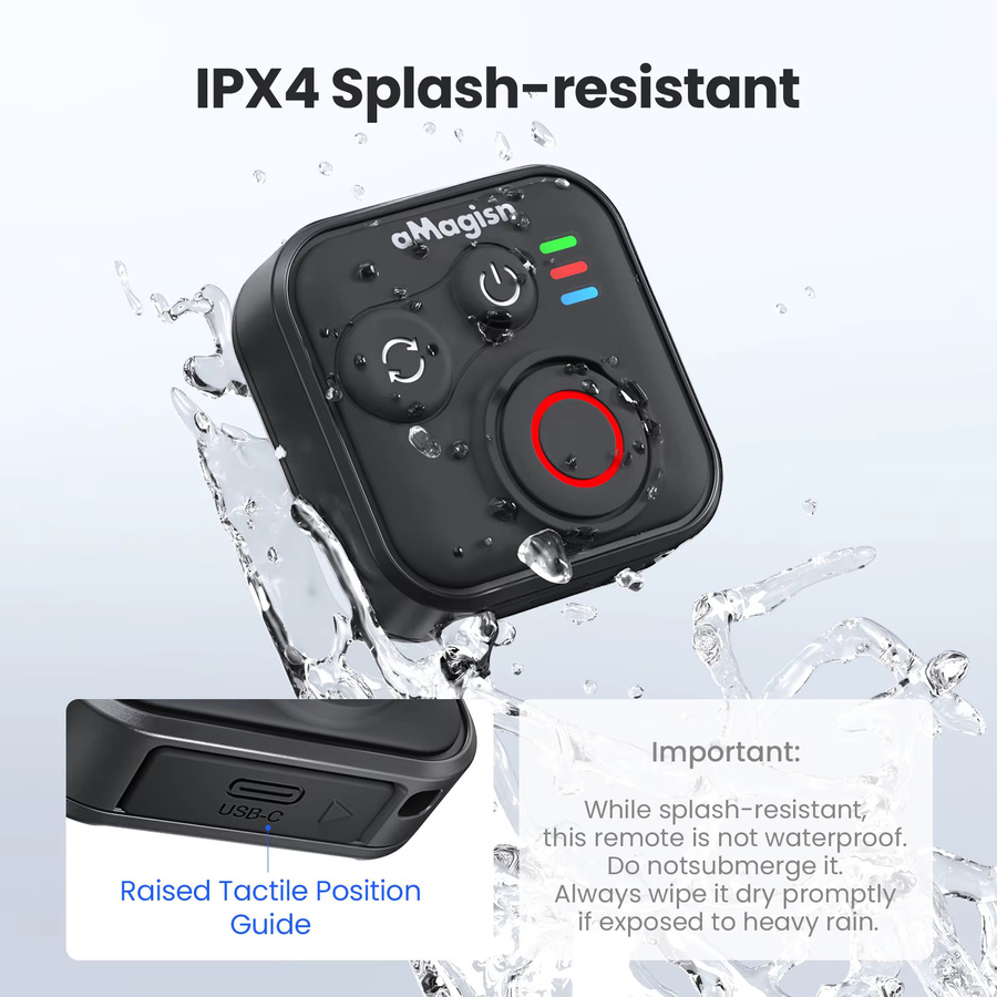 SZKOSTON Bluetooth-Fernbedienung für Insta360 Ace Pro 2, GoPro Hero 13/12/11/10/9/8 und DJI-Serie Sportkameras, Schwarz - Bild 3