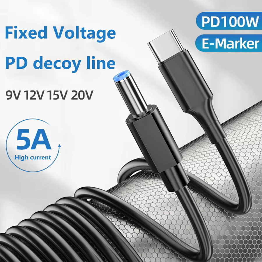ALLOYSEED USB-C auf DC5525 Ladekabel Typ-C zu DC 5,5x2,5mm Netzteil Konverter für Laptop und WLAN-Router, 100W, Schwarz - Bild 2