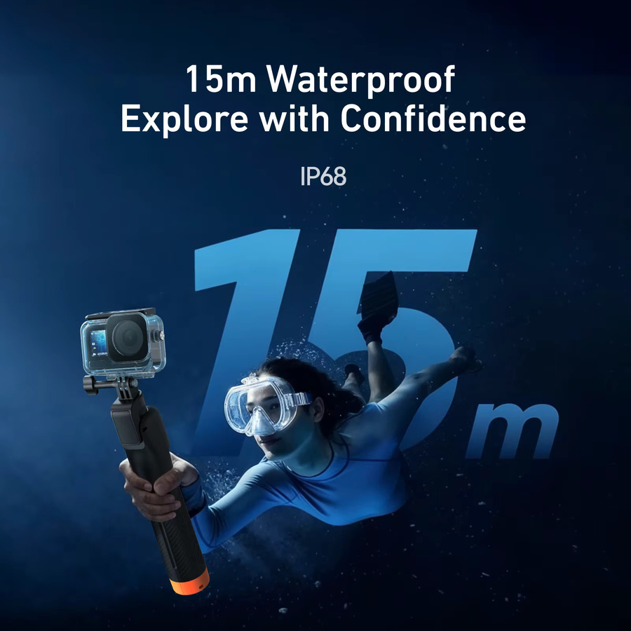 TELESIN Unterwasser-Tauchstativ mit kabelloser Fernbedienung, ausziehbarem Selfie-Stick und Auftriebsgriff für DJI OSMO Action 6 5pro 4 in Schwarz - Bild 3