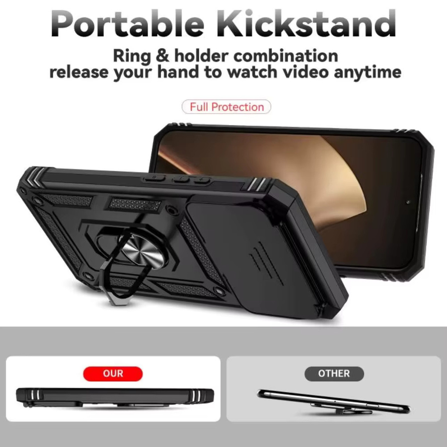 Stoßfeste Xiaomi 15T Pro Handyhülle mit magnetischem Ring und Kameraobjektivschutz in Schwarz - Bild 2