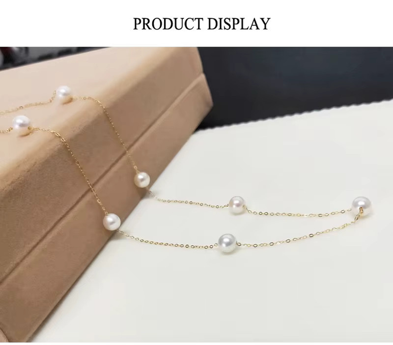Perlenkette 750 Gold, weiße Süßwasserperlen, Damen - Bild 3