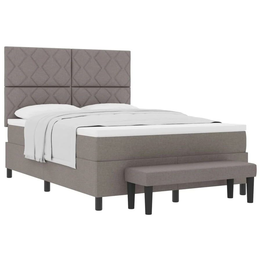 vidaXL Boxspringbett mit Matratze in Taupe, modernes Design aus Stoff und MDF, B/T/H: 160 x 200 x 280 cm - Bild 2