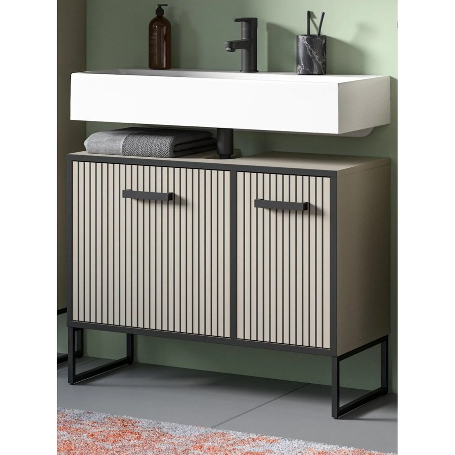 Inn.Furn Waschbeckenunterschrank Scana in Sand mit Soft-Close-Türen und internen Regalen, Breite: 80 cm, Höhe: 63 cm, Tiefe: 36 cm - Bild 2