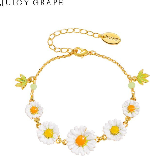 Juicy Grape Armband, Emaille-Blumen, 18K Vergoldet, Messing, Damen - Bild 1