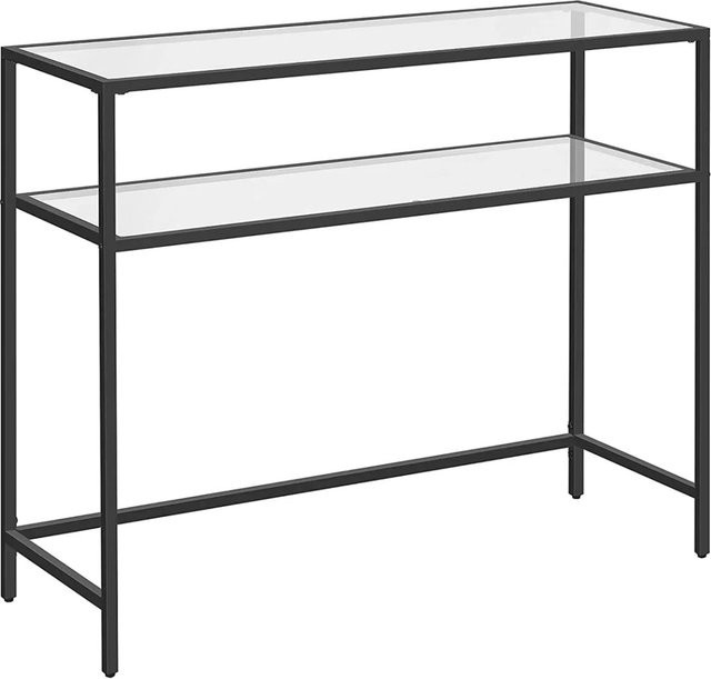Vasagle Konsolentisch aus Hartglas und Metall in Schwarz, B/T/H: 100 x 80 x 35 cm - Bild 1