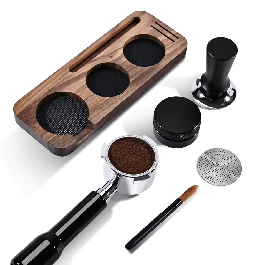 Sapelert Kaffee-Tamper-Matte Ständer und Siebträgerhalter aus Walnussholz in Braun für 51mm, 54mm und 58mm Espresso-Zubehör - Bild 3