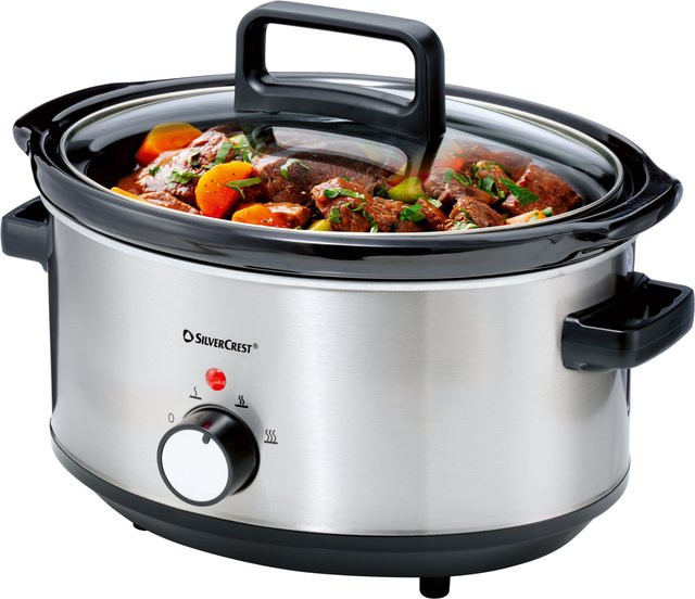 SILVERCREST Slow Cooker in Silber mit Warmhaltefunktion und spülmaschinenfesten Teilen - Bild 1
