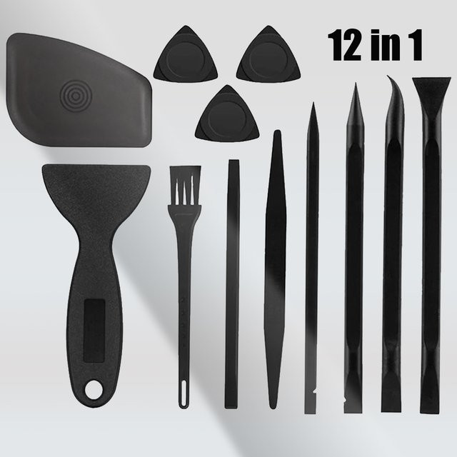 Accesfine 12-in-1 Reparatur-Set für Handys mit ESD Spudger, Kunststoff-Hebelwerkzeugen und Reinigungsbürste, Schwarz - Bild 1