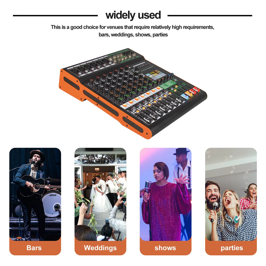 Depusheng TG8 Professioneller Audio-Mixer mit 99 DSP, 8 Kanälen, Dual Group und 48 V Phantomspeisung in Schwarz mit USB-Anschluss - Bild 5